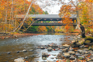 Mohican Covered Bridge in autumn.Mohican State Park