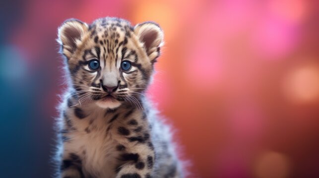  a close up of a small animal with a blurry background and a blurry image of a baby leopard.