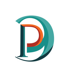 Letter P or PD, PB,  modern shape logo concept design stock illustration