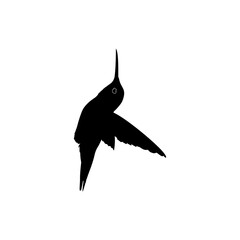 Flying Hummingbird Silhouette, can use Art Illustration, Website, Logo Gram, Pictogram or Graphic Design Element. Vector Illustration