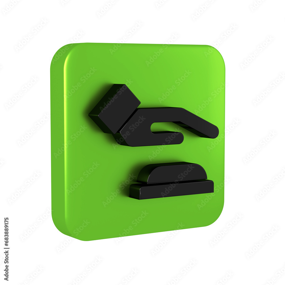 Aufkleber black palm print recognition icon isolated on transparent background. biometric hand scan. fingerpri