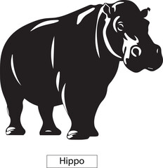 Obraz premium Hippo Silhouette Isolated on White 