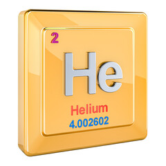 Helium He icon, chemical element sign. 3D rendering isolated on transparent background