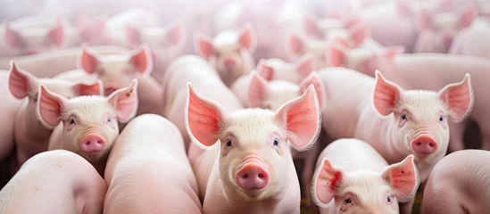 Foto op Plexiglas In the world of agriculture and agribusiness, farm animals such as pigs play a crucial role in the economy, as their breeding and livestock promotion contribute to the production of pork, a favorite © AkuAku