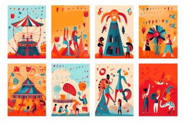 Hello Carnival.  set of illustrations for carnival concept and other use, Generative AI