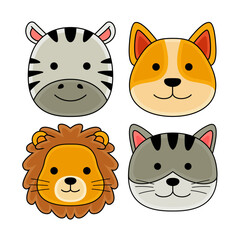 animal objects vector illustrations set