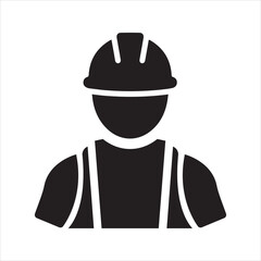 Construction worker icon. Safety helmet and jacket icon