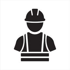 Construction worker icon. Safety helmet and jacket icon - obrazy, fototapety, plakaty