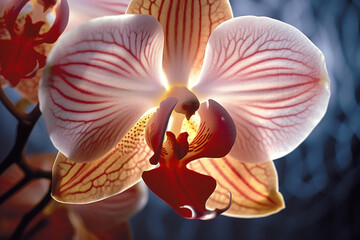 Close-up of an orchid, capturing the elegant and abstract curves of its petals in exquisite detail.