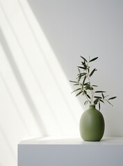 olive green plant in front of white wall,