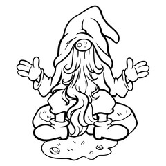 Gnome, black and white stripes on the white background Is a vector image Suitable for coloring Or general lines