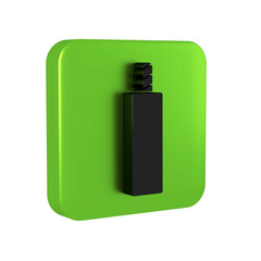 Black Detonate dynamite bomb stick icon isolated on transparent background. Time bomb - explosion danger concept. Green square button.