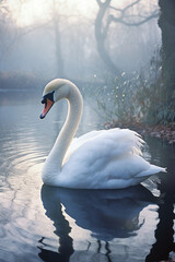 A serene and sophisticated portrait of a swan, capturing the grace and tranquility of these beautiful birds for refined visual concepts.