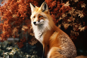 A regal red fox captured in a moment of radiance, ideal for adding a touch of elegance and warmth to design or advertising materials.