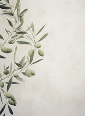 white chalk wall with green olive tree,