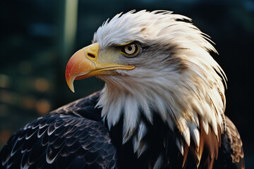 Obraz premium An enchanting portrait of an eagle showcasing its majestic and elegant presence, perfect for conveying a sense of freedom and power in visual concepts.