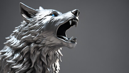 Wolf Head: Metallic Wildlife Emblem for Artistic Logos and Fantasy Designs