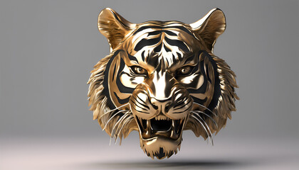 The Gilded Guardian: Majestic Gold Tiger Sculpture Capturing Serenity