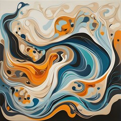 An Abstract Painting With Fluid And Organic Shapes  494866402