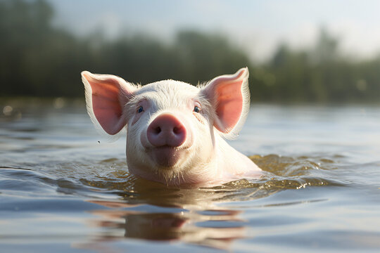pig in the water
