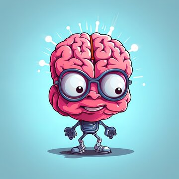 An illustration of a cute brain character, ai generative