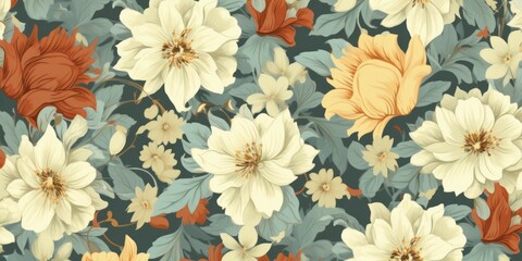 Floral seamless pattern.  design for paper, cover, fabric, interior decor and other, Generative AI