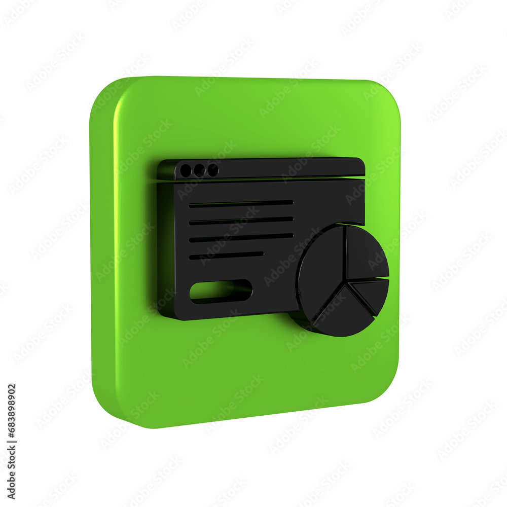 Poster black web analytics information and development website statistic icon isolated on transparent backg