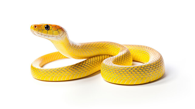 Small yellow snake on a white background.