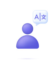 3D Language translation sign. E-learning and education, learning language courses concept. Dictionary.