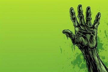 Grotesque Green zombie hand mockup. Spooky dead. Generate Ai - obrazy, fototapety, plakaty