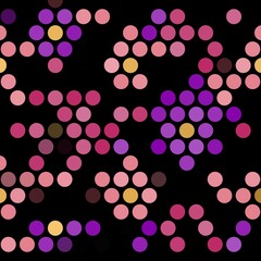 Bright circles on black background. Abstract pattern seamless illustration background.