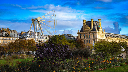 tuileries gardens rivoli street  and louvre in Paris 
