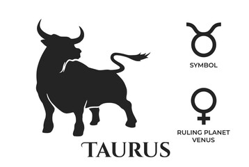 taurus zodiac sign. venus ruling planet symbol. horoscope and astrology icons