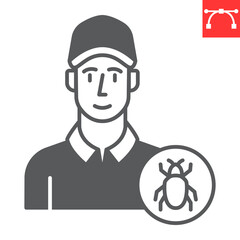 Exterminator glyph icon, person and worker, pest control man icon vector icon, vector graphics, editable stroke solid sign, eps 10.