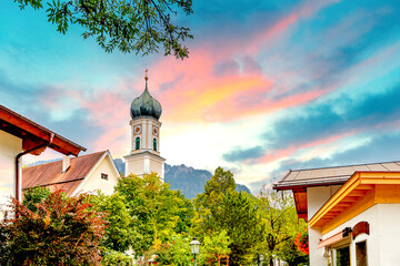 Kirche, Oberammergau, Deutschland 
