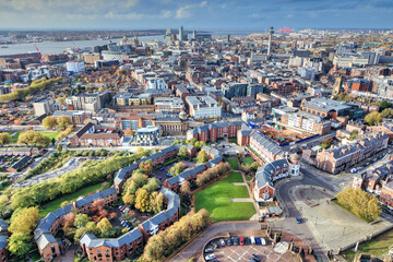 Aerial View of Liverpool, UK.