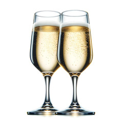 Elegant Crystal Champagne Flutes with Sparkling Beverage - Luxury Celebration Toast Concept, Romantic Occasion and New Year's Eve Festivities