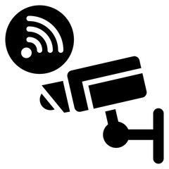cctv camera sign protect digital security signal solid glyph