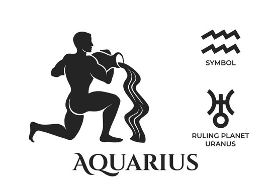 aquarius zodiac sign. uranus ruling planet symbol. horoscope and astrology icons