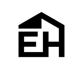 EH Home construction, real estate, building, property logo, EH house logo, EH letter logo Vector Template, EH initial vector monogram letter logo