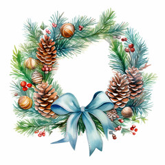Fototapeta premium christmas wreath with bells and ribbon