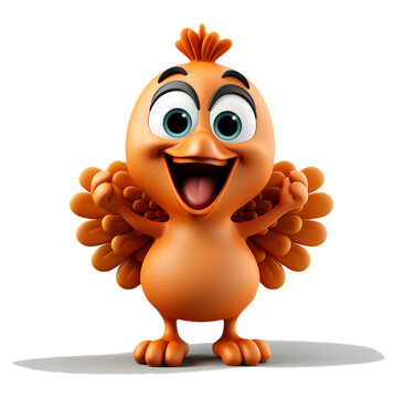 Thanksgiving turkey in funny cartoon style. Happy turkey, High quality photo of turkey