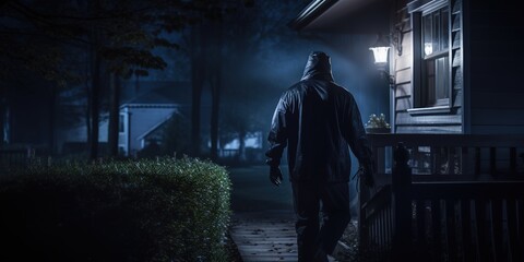 Fototapeta na wymiar Burglar or thief robbing the house at night, a burglary concept