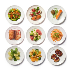 Collection of healthy food on white background
