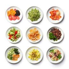 Collection of healthy food on white background