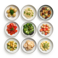 Collection of healthy food on white background