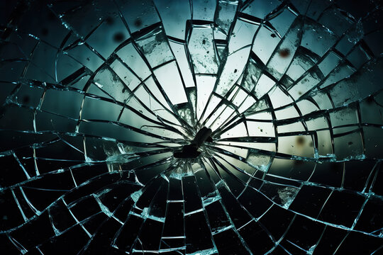 Abstract background featuring shattered car glass with prominent cracks, generative ai