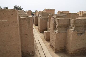 Ishtar gate in Babylon with blue sky