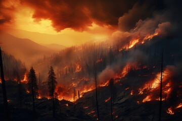Forest fire in the mountains, generative ai 