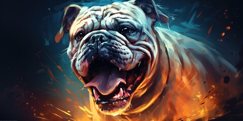 Portrait of bulldog, art illustration, animal concept